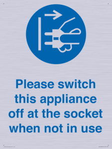 Please switch this appliance off at the socket when not in use